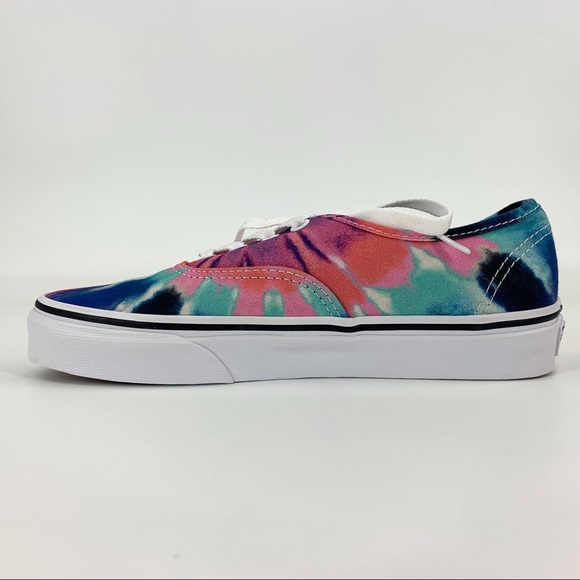Vans Pink and Blue Tie Dye Authentic Tie-Up Low Profile Sneakers, W 6.5 M 5.0 - Picture 7 of 16